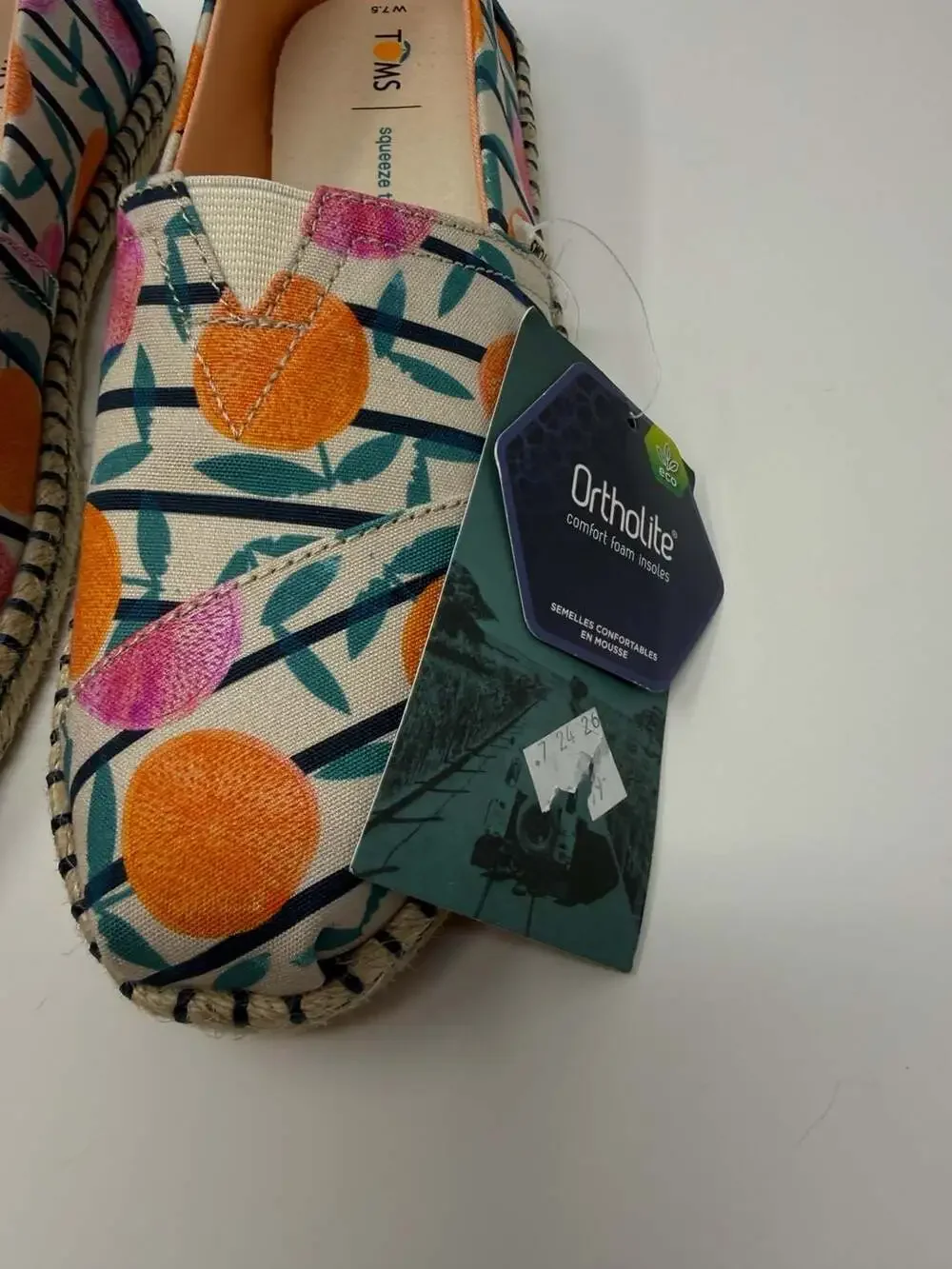 TOMS Women's Classic Alpargata Citrus Stripe Print/Rope Espadrille Shoes 7.5